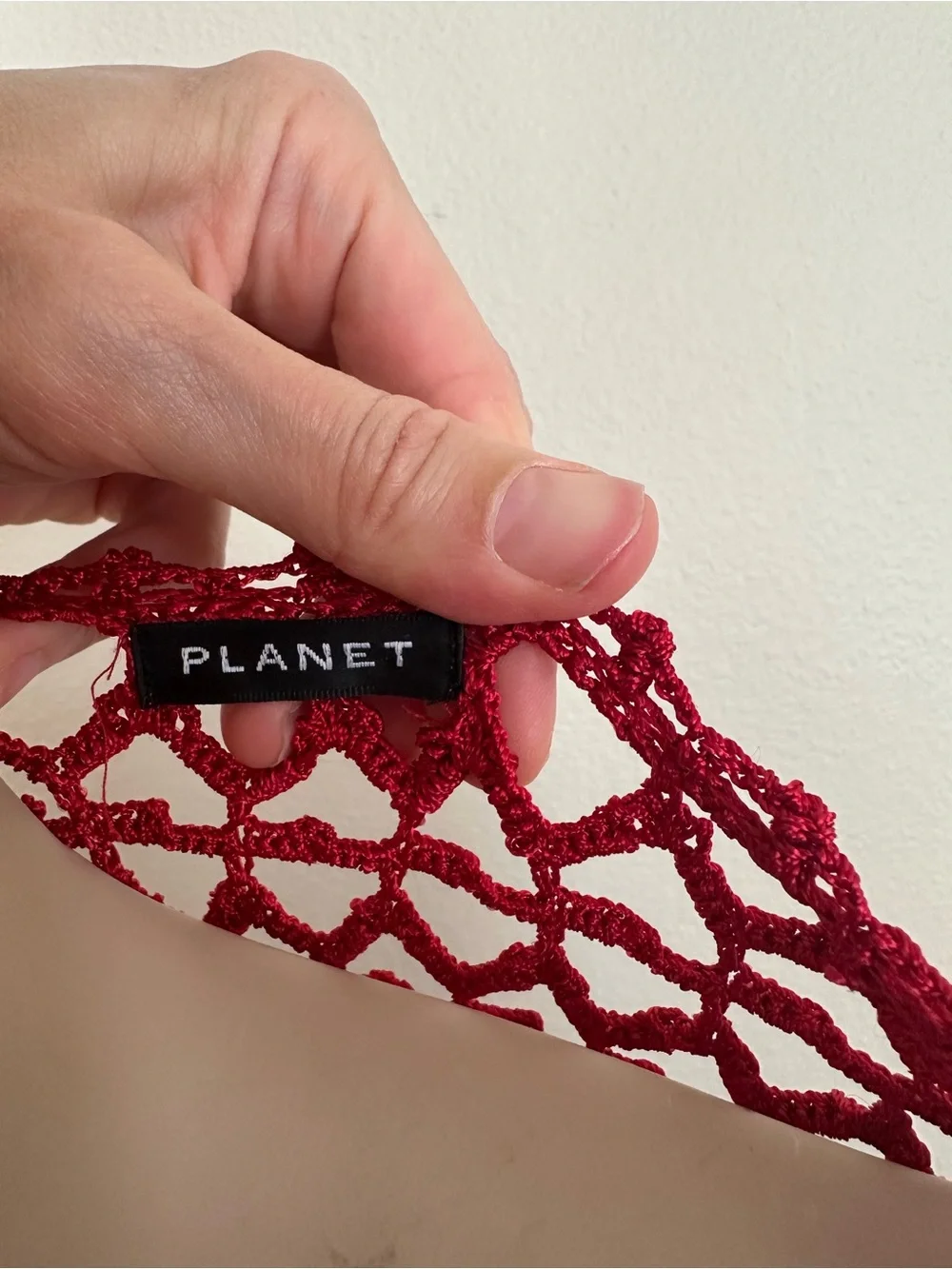 Planet Red Crochet Open Knit Cardigan Tie Front Mesh Cover Up